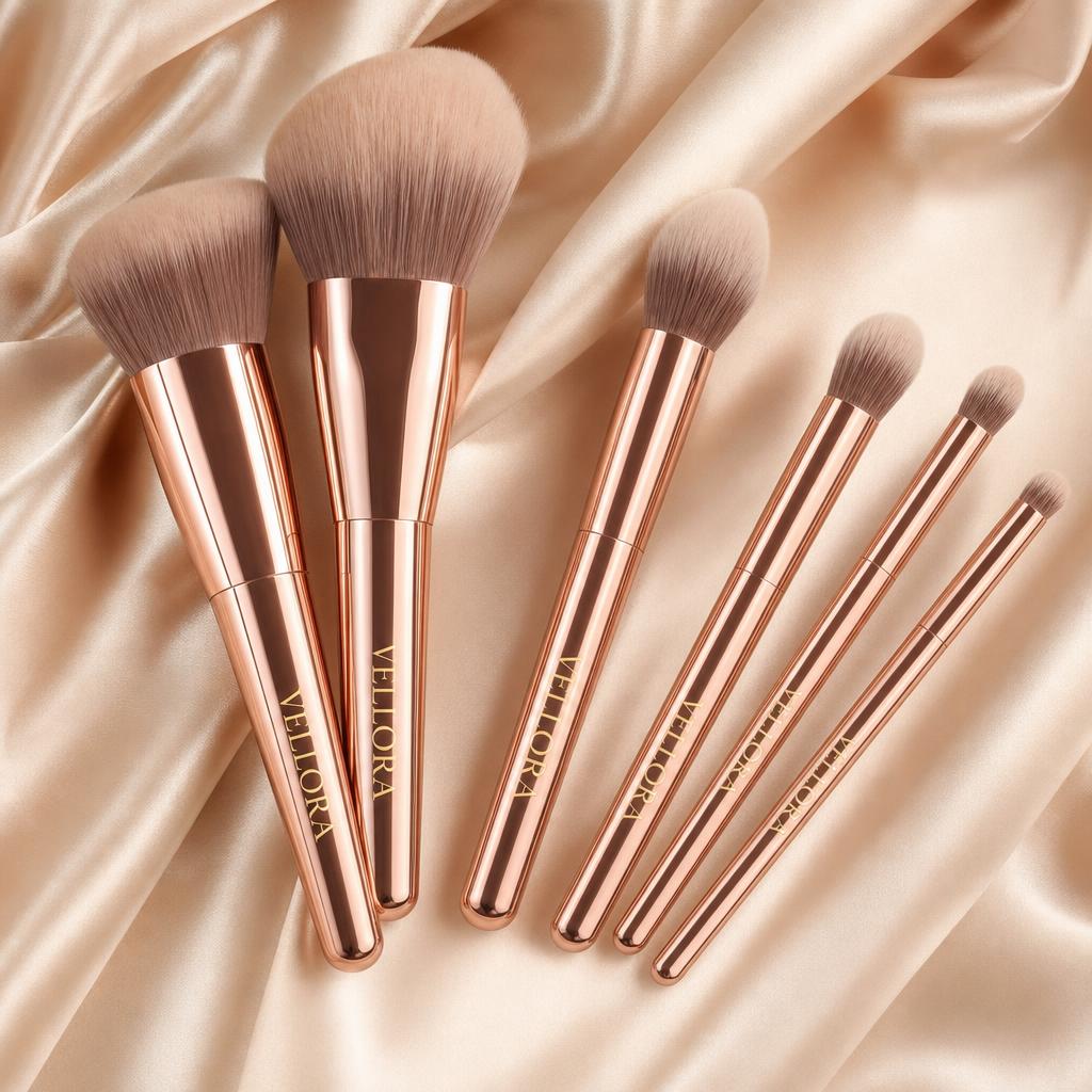 Kit Pincéis Premium Rose Gold Vellora