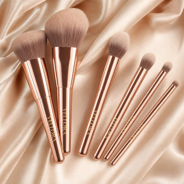 Kit Pincéis Premium Rose Gold Vellora